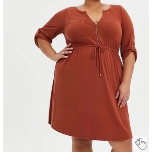Torrid MINI STUDIO CUPRO ZIP-FRONT SHIRT DRESS Size Large NWT